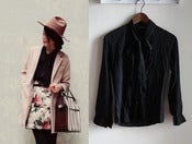 Image of black bow tie blouse