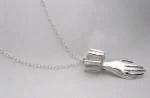 Image of Sterling Silver Handcuff Pendant & Pin with Black Diamond
