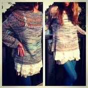 Image of free people sweater with crochet lace shoulder reveal