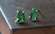 Image of Green Uvarovite Garnet Stud Earrings