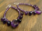 Image of Amethyst Twilight Hoop Earrings | Faceted Amethyst Gemstones, Sterling Silver Accents