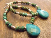 Image of Earth Sky Hoop Earrings | Turquoise Gemstones, Fine Silver Accents