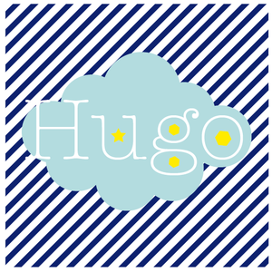 Image of Faire part collection Pétillante  - nuage rigolo (bleu)