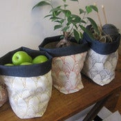 Image of Handmade Fabric Bucket - shells with denim