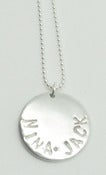 Image of HAND STAMPED OR ENGRAVED DISC PENDANT NECKLACE