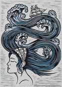 Image of 'Set Sail For Somewhere' Hand Coloured Lino Print