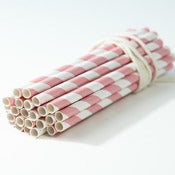Image of Pink Stripe Small Paper Straws