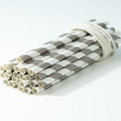 Image of Grey Stripe Small Paper Straws