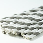 Image of Grey Stripe Paper Straw