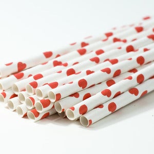 Image of Red Hearts Paper Straws