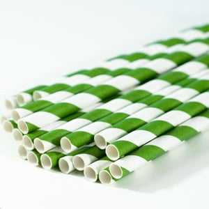 Image of Green Stripe Paper Straw