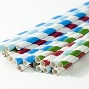 Image of Blue Christmas Stripe Paper Straws