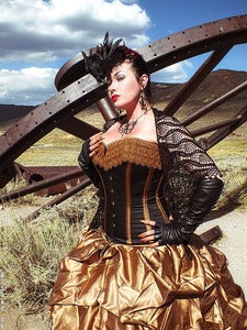 Image of Curvy Elegance Longline Overbust Corset BRONZE and BLACK