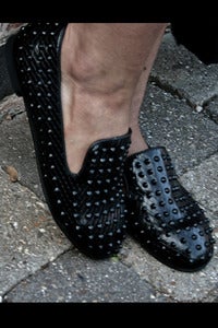 Image of Black Studded Slipper Shoes