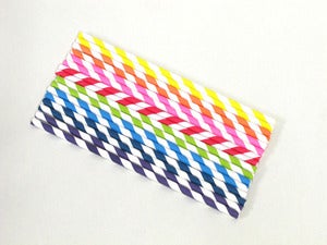 Image of Rainbow Striped Paper Straw Pack
