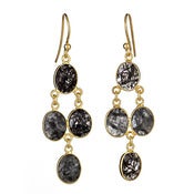 Image of  " New " Kara Ackerman <i> Judie <i/> Oval Faceted Rhudilated Black Quartz 4 Drop Earring