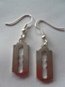 Image of Punk Rockabilly Alternative Silvertone Razorblade Earrings 