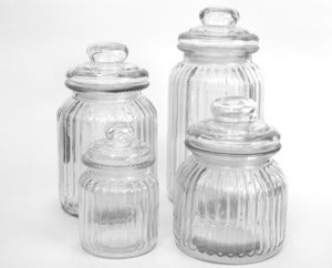 Image of Range of Ribbed Glass Canisters ~ Perfect for Dessert Tables