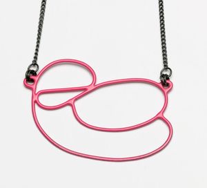 Image of Pink pendant with black chain