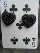 Image of Stunning Black Glittery Sparkly Heart Shaped Earrings 