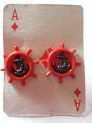 Image of Nautical Rockabilly Kitsch Retro Red & Black Anchor Ships Wheel Earrings 