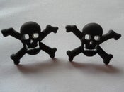 Image of Skull Pirate Psychobilly Rockabilly Punk Skull & Crossbones Black Earrings