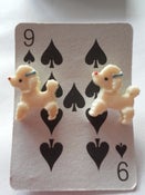 Image of Kitsch Retro Rockabilly Cream Poodle Dog Earrings