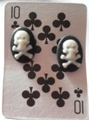 Image of Small Skull & Cross Bone Oval Rockabilly Psychobilly Punk Earrings