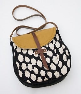 Image of -S O L D- the perfect crossbody. (black +cream ikat dots)