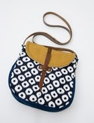Image of - S O L D- the perfect crossbody (navy + white ikat dots)