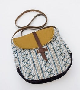 Image of - S O L D- the perfect crossbody. (nutmeg + teal diamonds + stripes)