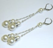 Image of Cream Pearl Dangle Earrings Sterling Silver Leverback