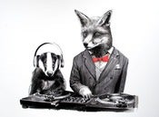 Image of Dj Crafty Fox and MC Badger 11 x 14 Print