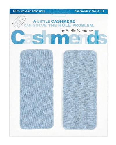 Image of Iron-On Cashmere Elbow Patches - CORNFLOWER BLUE