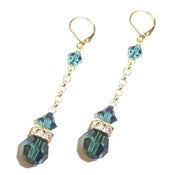 Image of Swarovski Crystal Emerald Green Gold Plated Leverback Earrings
