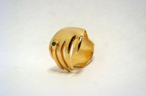 Image of Gold Vermeil Hand Ring with Precious Stone