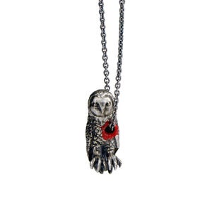 Image of Hole in heart owl necklace