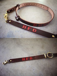 Image of Fireman's New York Style Leather Radio Strap w/Leather Mic Straps