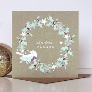 Image of Christmas Wishes Rustic Wreath Card