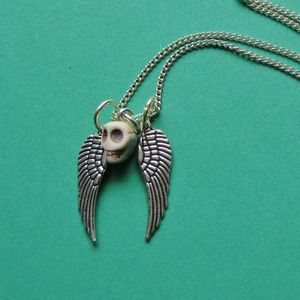 Image of Skull Spirit Angel Wing Charm Necklace (Various Colours)