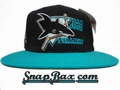 Image of Deadstock Vintage San Jose Sharks American Needle Blockhead Snapback Hat Cap