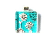 Image of Turquoise Flower Power - Square Glass Pendant 