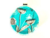 Image of Large Round Glass Pendants - Turquoise Flower Power
