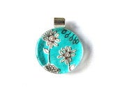 Image of Turquoise Flower Power - Small Round Glass Pendant