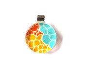 Image of Bright Floral - Small Round Glass Pendant