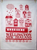 Image of Wellington New Zealand tea towel Red