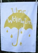 Image of I Love Wellington tea towel in mustard
