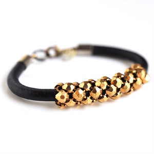 Stud Mesh Leather Bracelet