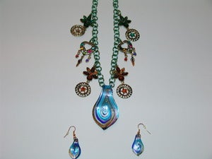 Image of Blue Wave Glass And Jewels Necklace