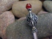 Image of Medieval Magick Hairstick | Ornate Sterling Silver, Faceted Carnelian, Steel